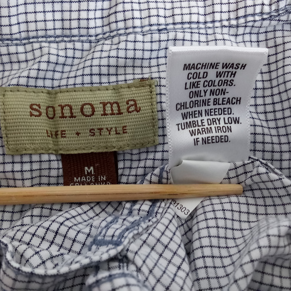 Sonoma Black White Checkered Pocketed Button Shirt - Picture 9 of 9